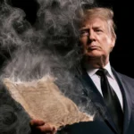 President Donald Trump speaking at a podium as lawmakers debate the expanded SAVE America Act amid growing Republican opposition.