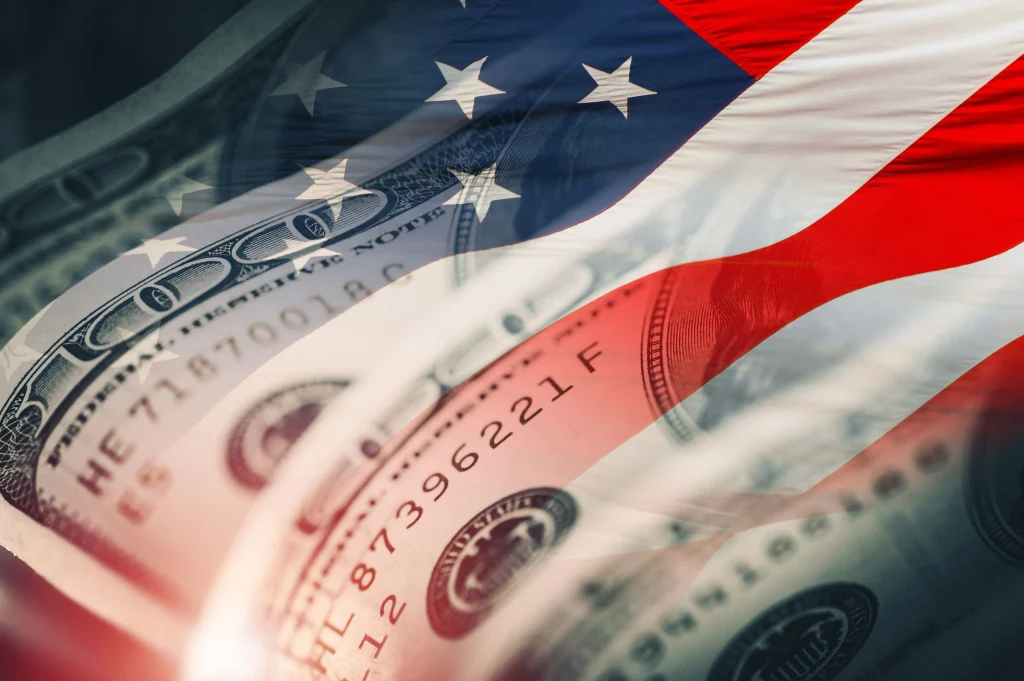 U.S. Capitol building and American flag representing the $40 trillion national debt and federal budget debate.